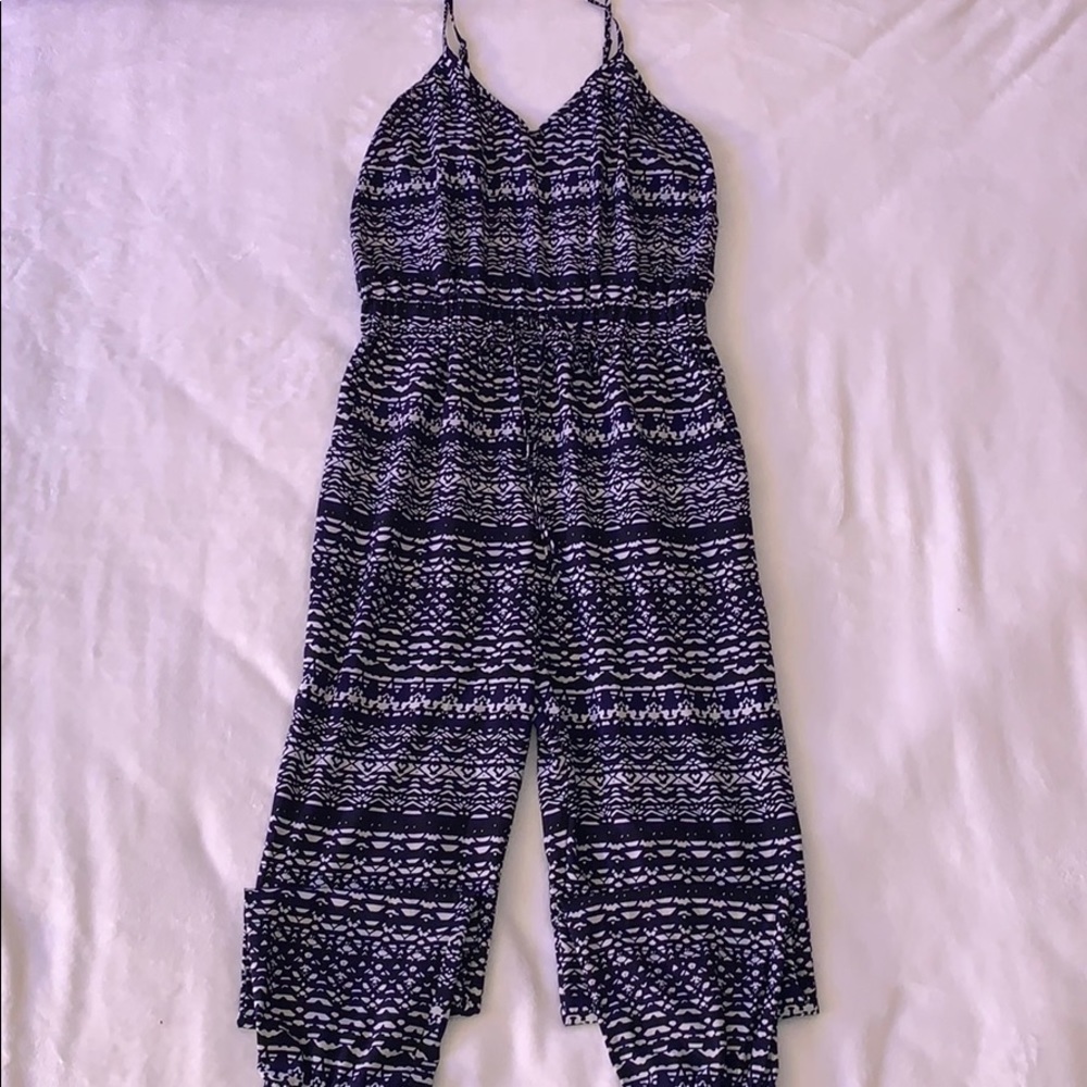 Navy Blue Patterned Romper